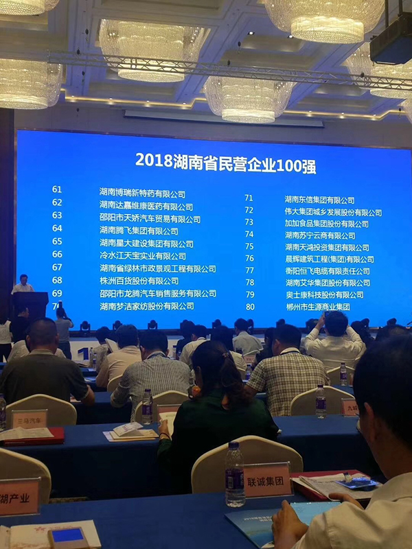 湖南省發(fā)布民營企業(yè)100強名單，天嬌榮膺63位